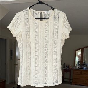 Cabi Cream Lace Blouse